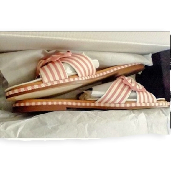 J.CREW Women's Striped Bow Slide Sandals Size 7 - Picture 7 of 14